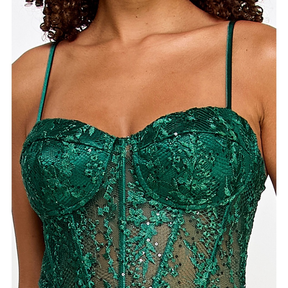 Macy's Green Lace Formal Dress